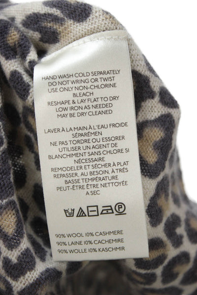 Free People Womens Beige Wool Animal Print Cardigan Long Sleeve Size XS