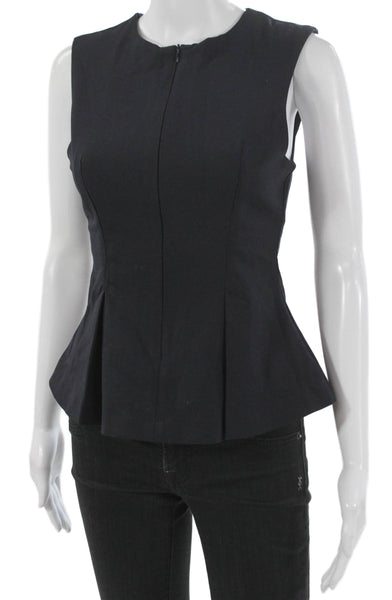 Zara Women Peplum Blouse Sleeveless Round Neck Black Zip Polyester Size S