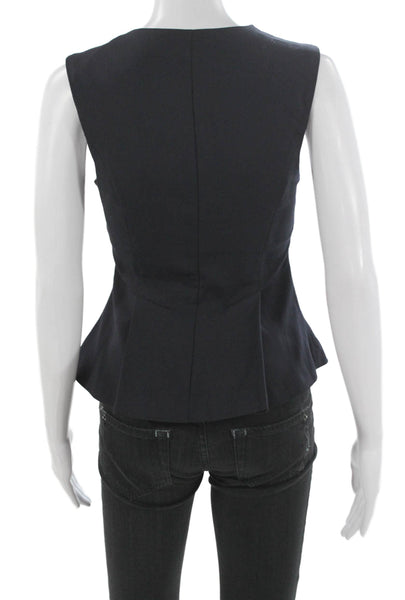 Zara Women Peplum Blouse Sleeveless Round Neck Black Zip Polyester Size S