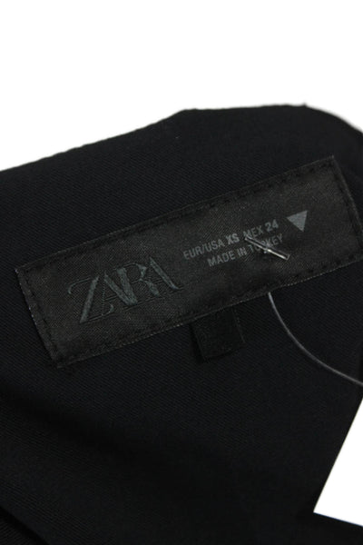 Zara Women Peplum Blouse Sleeveless Round Neck Black Zip Polyester Size S