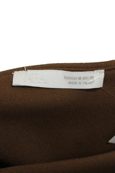 Zara Women Cropped One Shoulder Tank Brown Polyester Sleeveless Size M