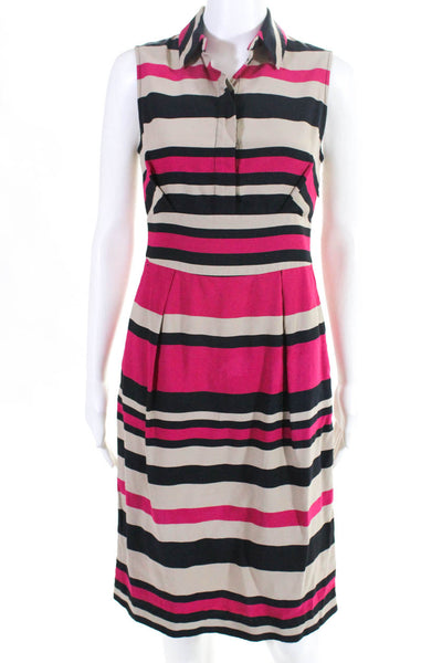 L.K. Bennett Womens Striped Martha Collared A Line Dress Size 2 11200326