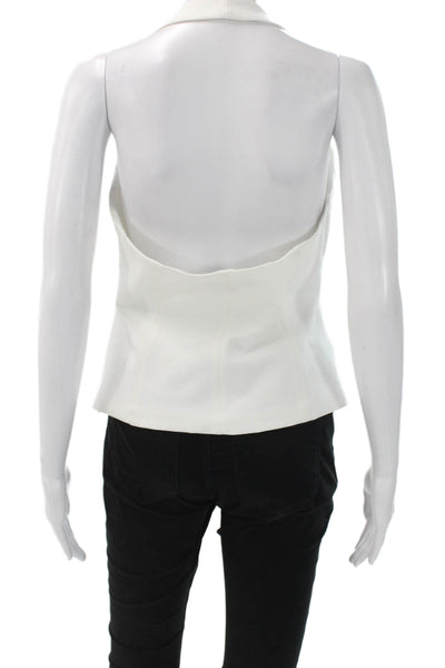 Zara Women Basic Halter Tank Sleeveless White Polyester Zip Size L