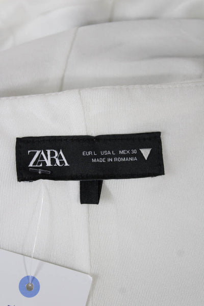 Zara Women Basic Halter Tank Sleeveless White Polyester Zip Size L