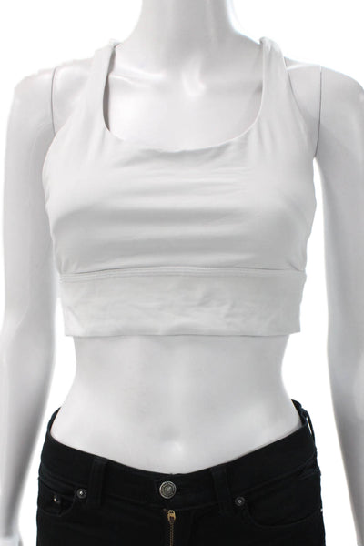Lululemon Womens Scoop Neck Stretch Knit Strappy Back Sports Bra White Size 8