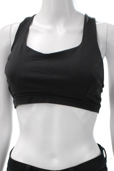 Lululemon Womens Scoop Neck Strappy Back Sports Bra Black Size 8