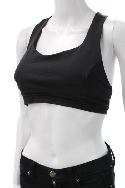 Lululemon Womens Scoop Neck Strappy Back Sports Bra Black Size 8