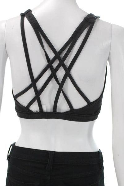 Lululemon Womens Scoop Neck Strappy Back Sports Bra Black Size 8