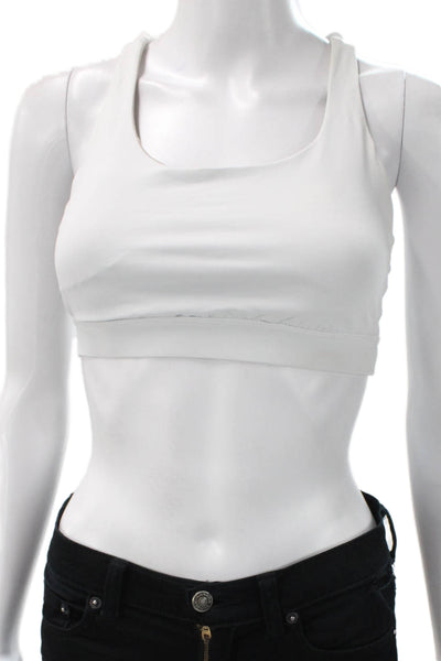 Lululemon Womens Scoop Neck Strappy Back Sports Bra White Size 8