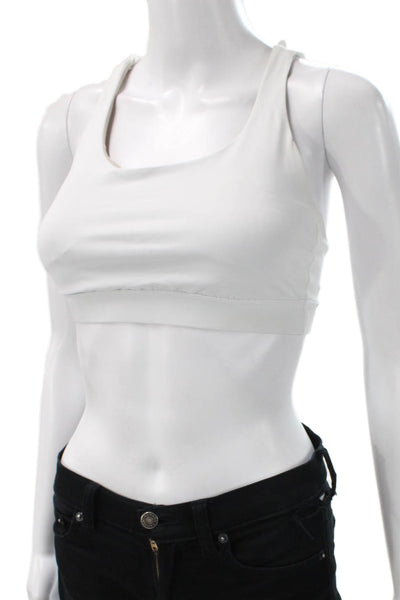 Lululemon Womens Scoop Neck Strappy Back Sports Bra White Size 8
