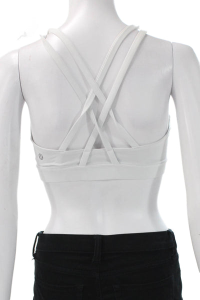 Lululemon Womens Scoop Neck Strappy Back Sports Bra White Size 8