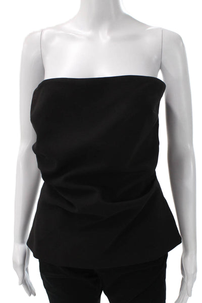 Zara Women Basic Strapless Sleeveless Black Polyester Blouse Zip Size L