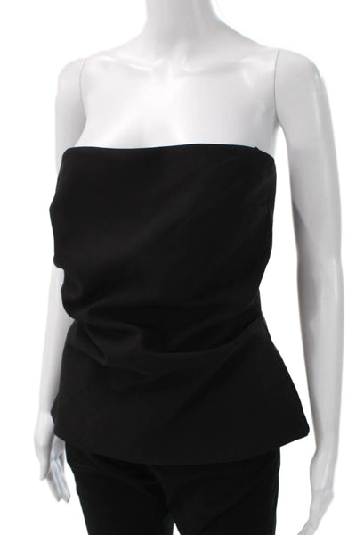 Zara Women Basic Strapless Sleeveless Black Polyester Blouse Zip Size L