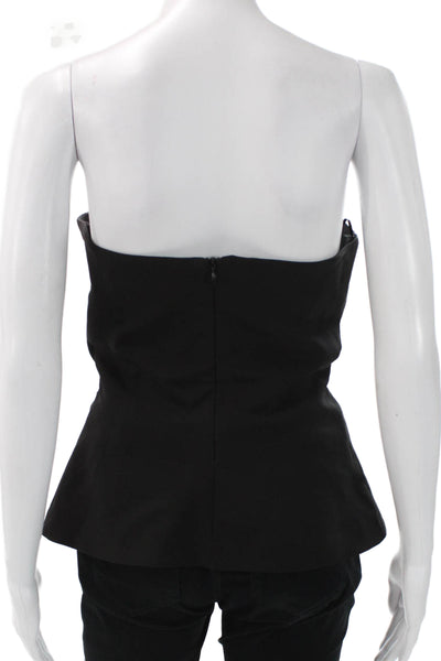 Zara Women Basic Strapless Sleeveless Black Polyester Blouse Zip Size L