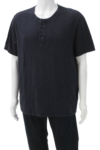 Vince Mens Black Cotton Henley Short Sleeve T-Shirt Size XL