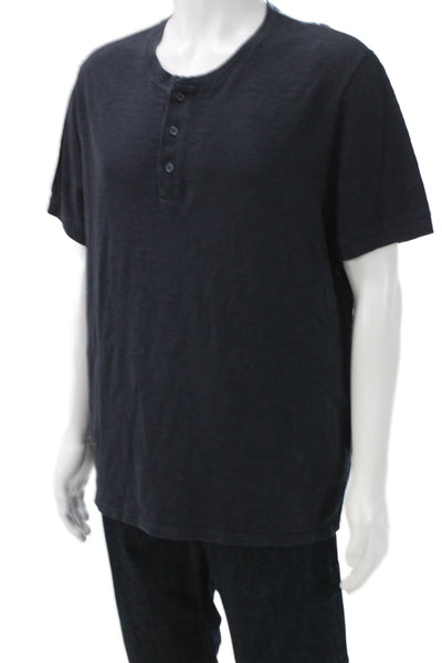 Vince Mens Black Cotton Henley Short Sleeve T-Shirt Size XL