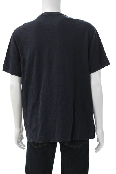 Vince Mens Black Cotton Henley Short Sleeve T-Shirt Size XL