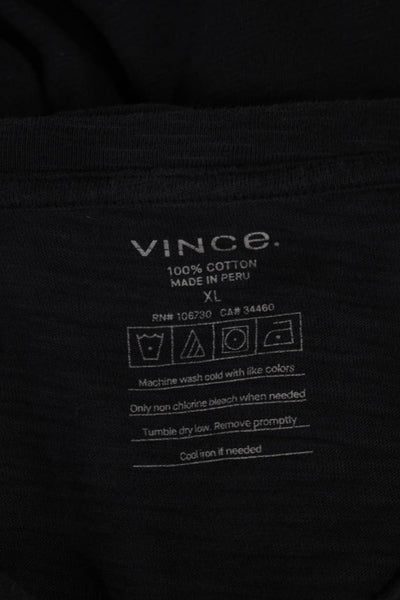 Vince Mens Black Cotton Henley Short Sleeve T-Shirt Size XL