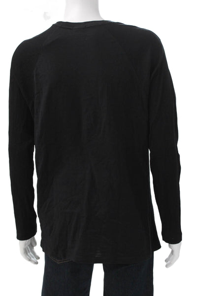 Boss Hugo Boss Men T-Shirt Black Pima Cotton Round Neck Long Sleeve Size 2XL