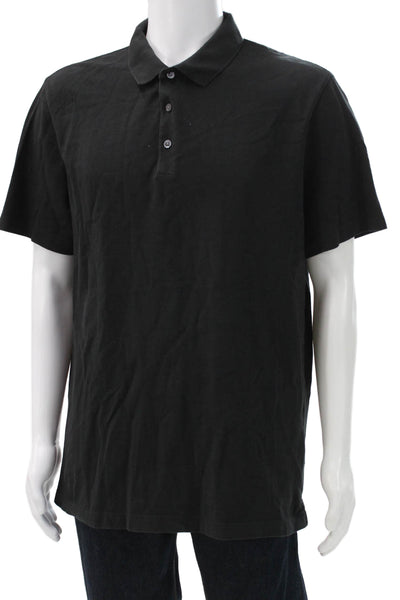 Theory Mens Short Sleeve Collared Knit Polo Shirt Black Cotton Size Extra Large
