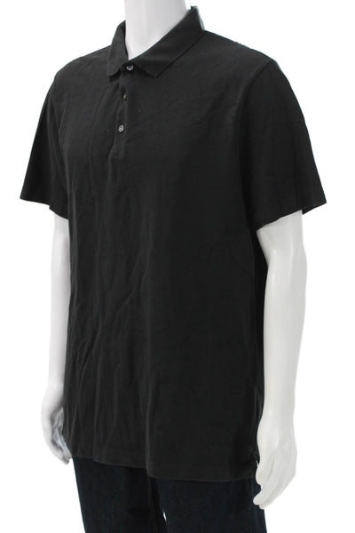 Theory Mens Short Sleeve Collared Knit Polo Shirt Black Cotton Size Extra Large