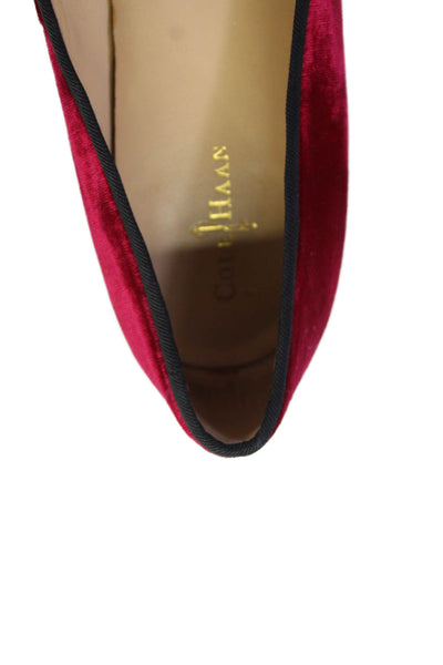 Cole Haan Womens Velvet Slip On Flats Loafers Shoes Red Size 7B