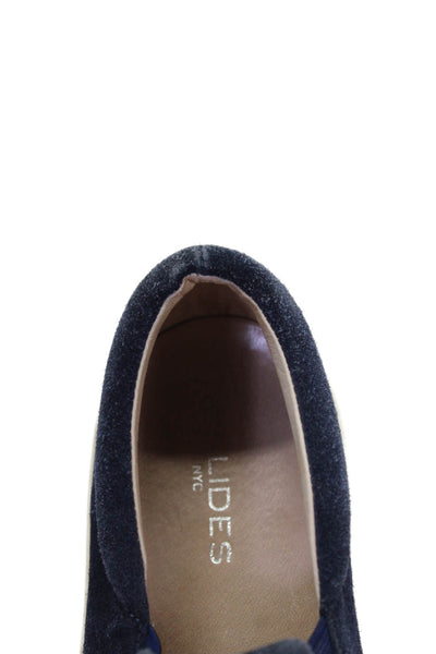 J/Slides Womens Suede Tassel Detail Platform Slip On Sneakers Shoes Blue Size 7