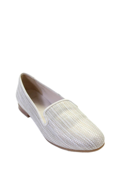 Cole Haan Womens Vegan Leather Printed Flat Loafer Shoes White Combo Size 7B