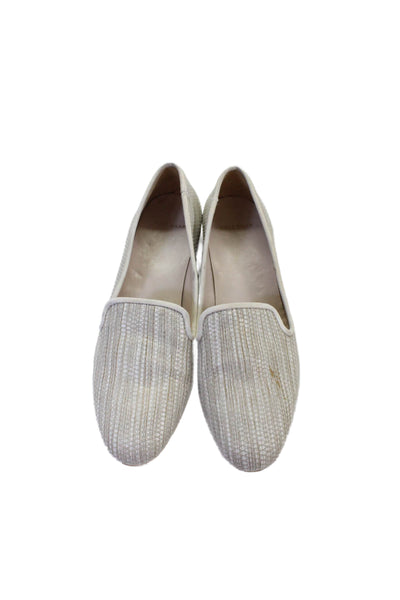 Cole Haan Womens Vegan Leather Printed Flat Loafer Shoes White Combo Size 7B