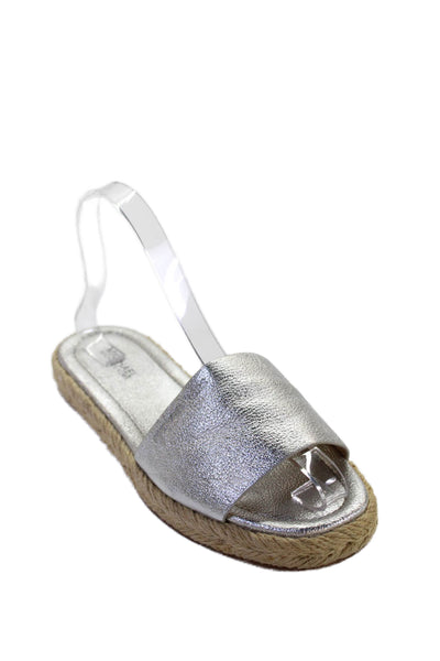 Michael Michael Kors Womens Leather Espadrille Mules Shoes Silver Size 6.5M