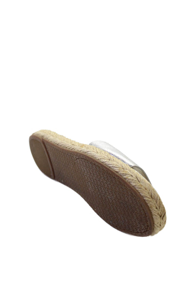 Michael Michael Kors Womens Leather Espadrille Mules Shoes Silver Size 6.5M
