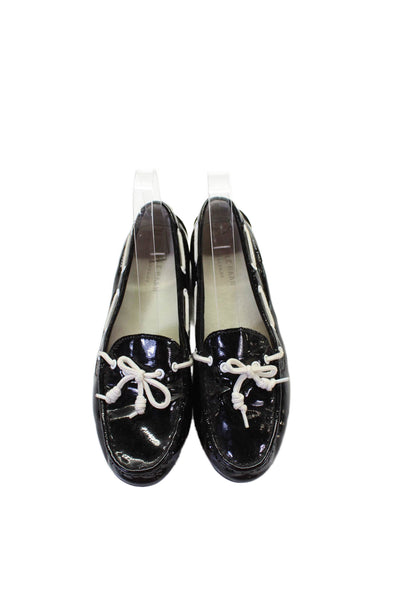 Cole Haan Grand.OS Womens Shiny Vegan Leather Driving Loafers Shoes Black Sz 7B