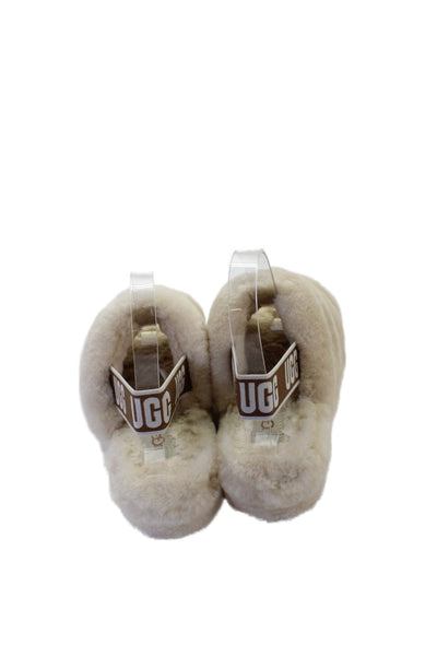 Ugg Womens Shearling Open Toe Slingback Slippers Shoes Cream Size 7