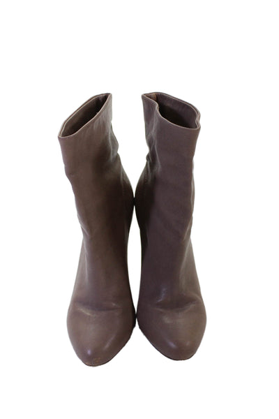 KORS Michael Kors Womens Leather Wedge Heels Ankle Boots Shoes Taupe Size 6.5M