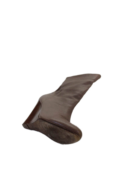 KORS Michael Kors Womens Leather Wedge Heels Ankle Boots Shoes Taupe Size 6.5M