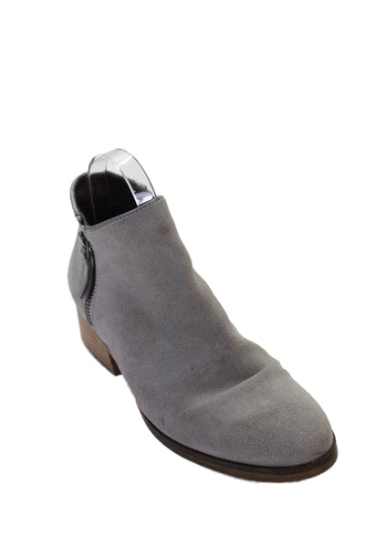 Cole Haan Womens Suede Zip Low Block Heels Ankle Boots Shoes Gray Size 7B