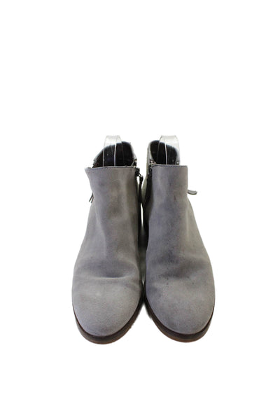 Cole Haan Womens Suede Zip Low Block Heels Ankle Boots Shoes Gray Size 7B