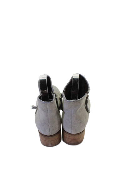 Cole Haan Womens Suede Zip Low Block Heels Ankle Boots Shoes Gray Size 7B