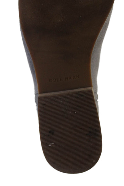 Cole Haan Womens Suede Zip Low Block Heels Ankle Boots Shoes Gray Size 7B
