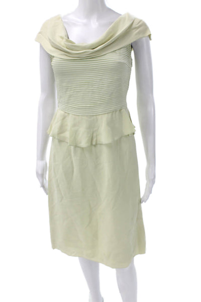 Valentino Women Sheath Dress Green Sleeveless Cowl Neck Polyester Blend Size M