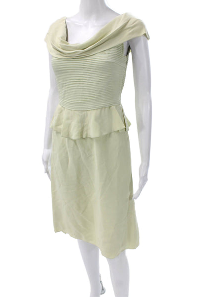 Valentino Women Sheath Dress Green Sleeveless Cowl Neck Polyester Blend Size M