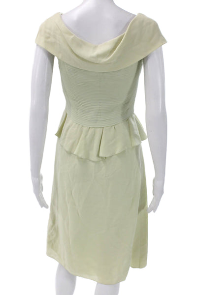 Valentino Women Sheath Dress Green Sleeveless Cowl Neck Polyester Blend Size M
