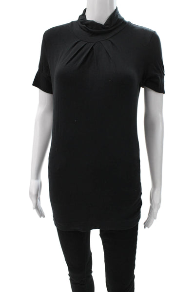 Theory Women Black Cotton Cowl Neck Short Sleeve Tunic Size S