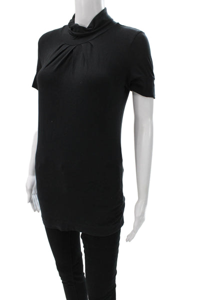 Theory Women Black Cotton Cowl Neck Short Sleeve Tunic Size S