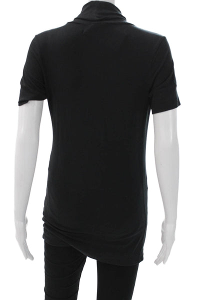 Theory Women Black Cotton Cowl Neck Short Sleeve Tunic Size S