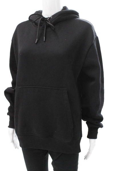 Zara Unisex Adults Pullover Hoodie Black Cotton Blend Long Sleeve Size S