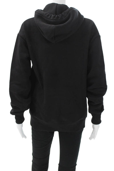 Zara Unisex Adults Pullover Hoodie Black Cotton Blend Long Sleeve Size S
