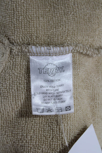 Terry Womens Cropped Cotton T Shirt Beige Short Sleeve Round Neck Size XS