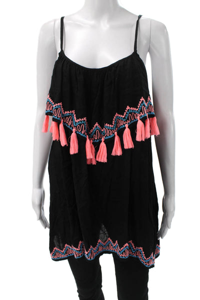 Tiare Hawaii Women Sundress Black Rayon Scoop Neck Sleeveless Size One Size