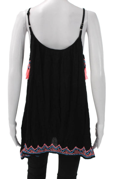 Tiare Hawaii Women Sundress Black Rayon Scoop Neck Sleeveless Size One Size